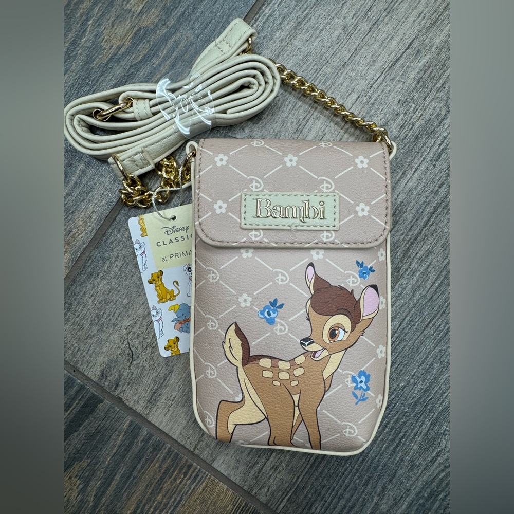 Primark Bambi Beige Crossbody Phone Bag with Gold Chain